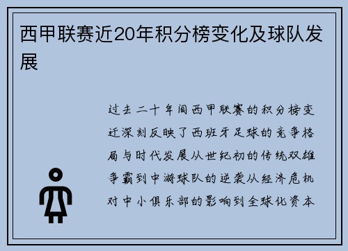 西甲联赛近20年积分榜变化及球队发展