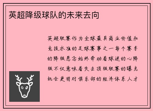 英超降级球队的未来去向