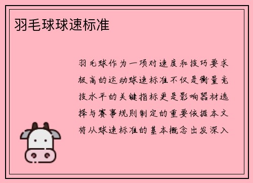 羽毛球球速标准